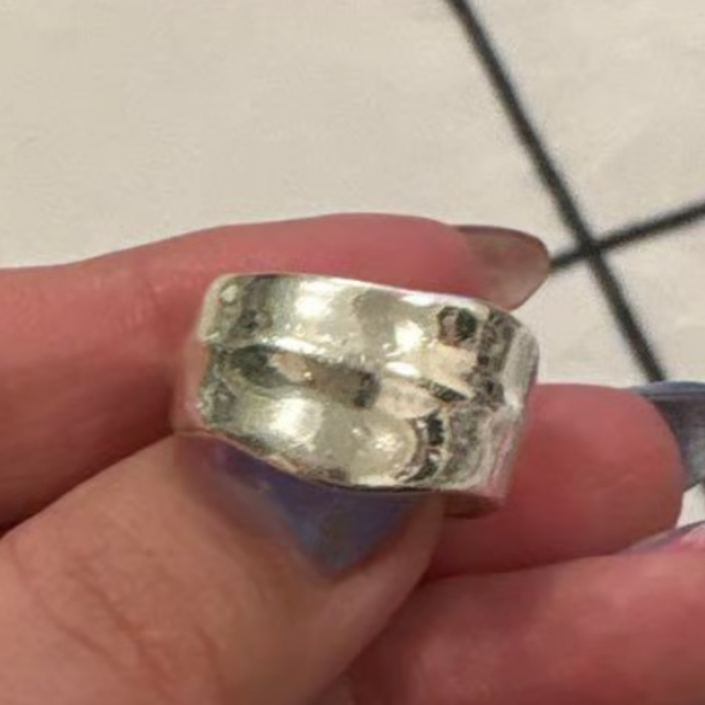 Tiffany & Co Silver Hammered Band Ring size. 5.5